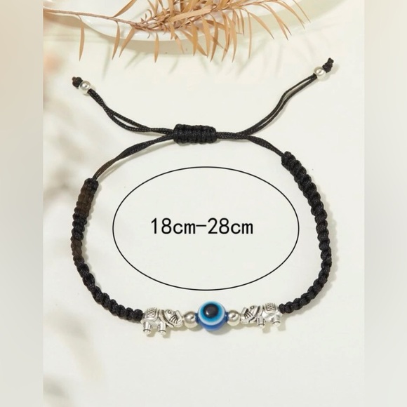 🐘🧿 Evil Eye & Elephant Braided Adjustable Bracelet NWT - Picture 3 of 5